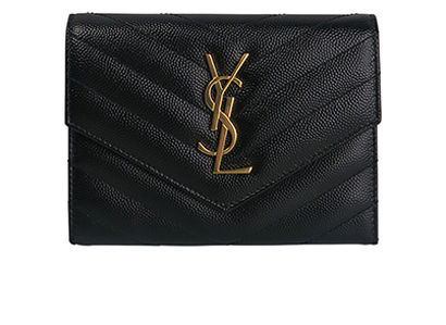 Saint Laurent Quilted Passport Wallet, front view
